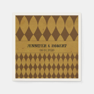 Serviettes En Papier Arlequin Diamant Or antique Mariage Napkin