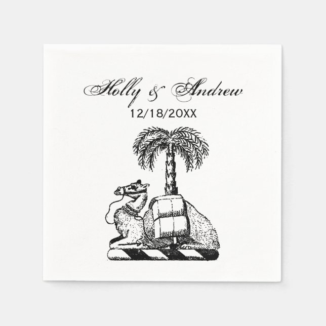 Serviettes En Papier Armoiries de Preppy Heraldic Camel Palm Tree (Devant)