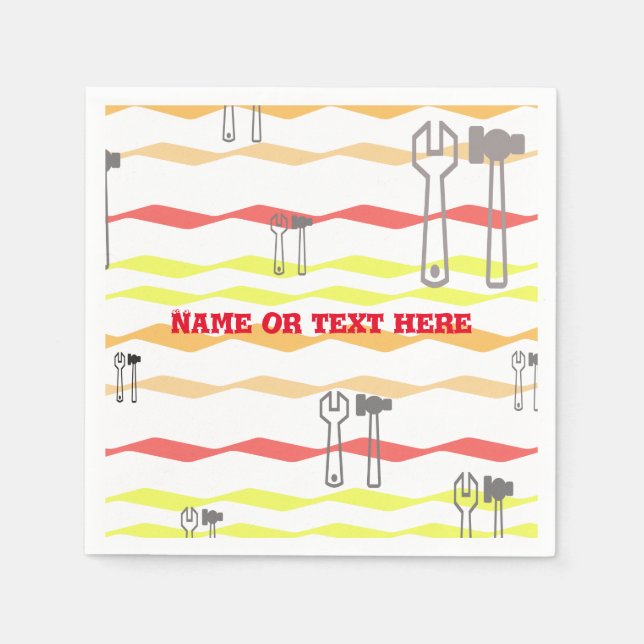 Serviettes En Papier Arroser et marteau avec des lignes zigzaguées (Devant)