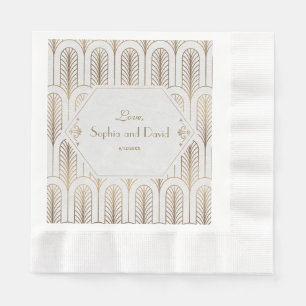 Serviettes En Papier Art Déco Great Gatsby White Gold Mariage