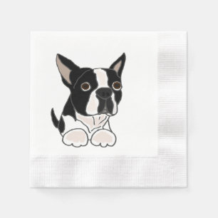Serviettes En Papier Art drôle de chiot de Boston Terrier
