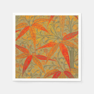 Serviettes En Papier Art en bambou terrestre Vintage Imprimer orange