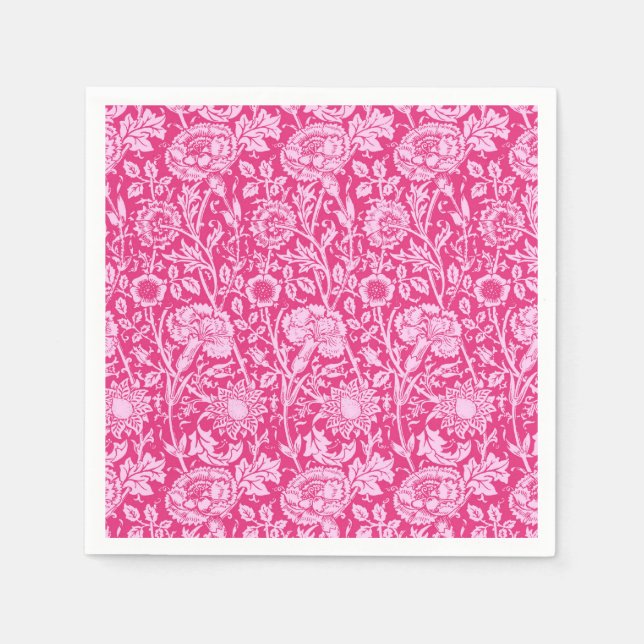 Serviettes En Papier Art Nouveau Carnation Damask, Fuchsia rose (Devant)