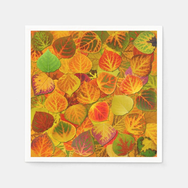 Serviettes En Papier Aspen Feuilles Collage Solid Medley 1 (Devant)