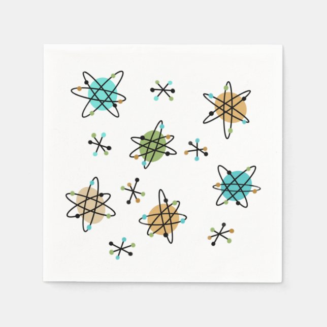 Serviettes en papier atomique du milieu du siècle (Devant)