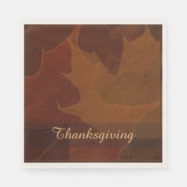 Serviettes En Papier Automne Feuilles Thanksgiving Couleur Texte Person (Devant)