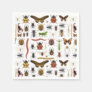 Serviettes en papier aux insectes, Fête des bestio