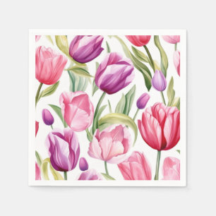 Serviettes en papier aux tulipes