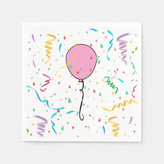 Serviettes en papier avec ballons et confettis (Devant)