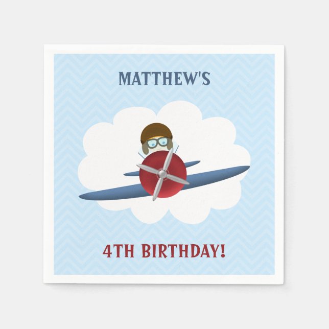 Serviettes En Papier Aviateur et son avion (Devant)