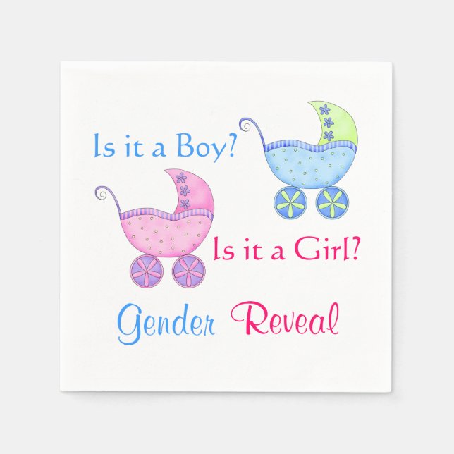 Serviettes En Papier Baby Buggy Pink Blue Sveal Party (Devant)