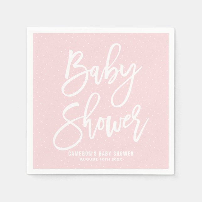 Serviettes en papier Baby shower à main rose (Devant)