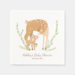 Serviettes En Papier Baby shower boisé Little Deer Paper Napkin