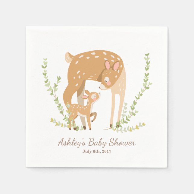 Serviettes En Papier Baby shower boisé Little Deer Paper Napkin (Devant)