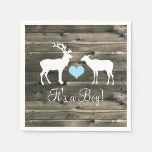 Serviettes En Papier Baby shower Buck and Doe (bleu)