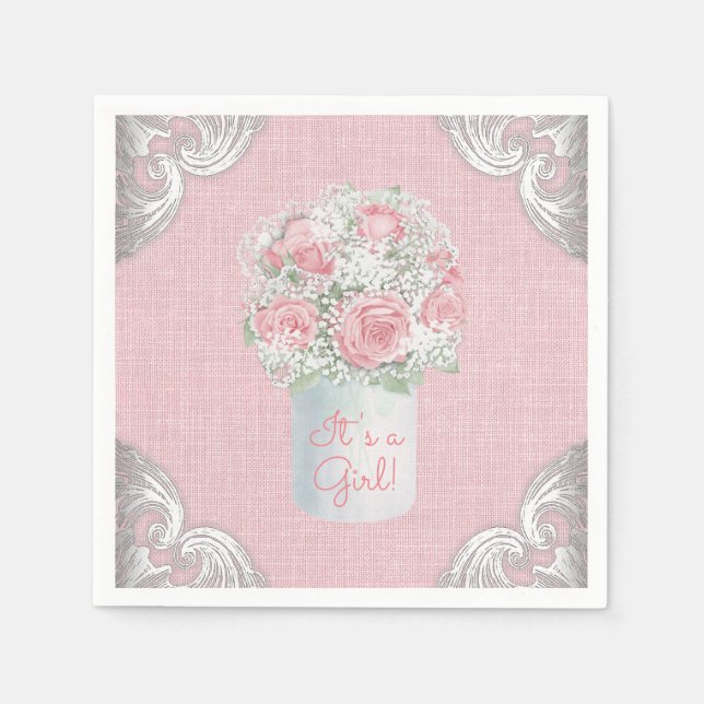 Serviettes En Papier Baby shower Burlap Mason Jar Papier (Devant)