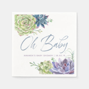 Serviettes En Papier Baby Shower Cactus Succulents Désertiques Aquarell