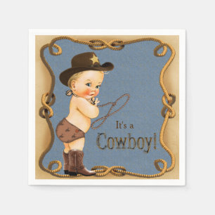Serviettes En Papier Baby shower Cowboy