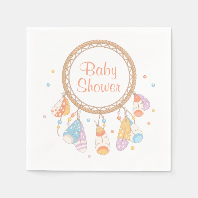 Serviettes En Papier Baby shower de Boho Tribal Dreamcatcher (Devant)
