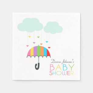 Serviettes En Papier Baby shower de neutre de parapluie d'arc-en-ciel