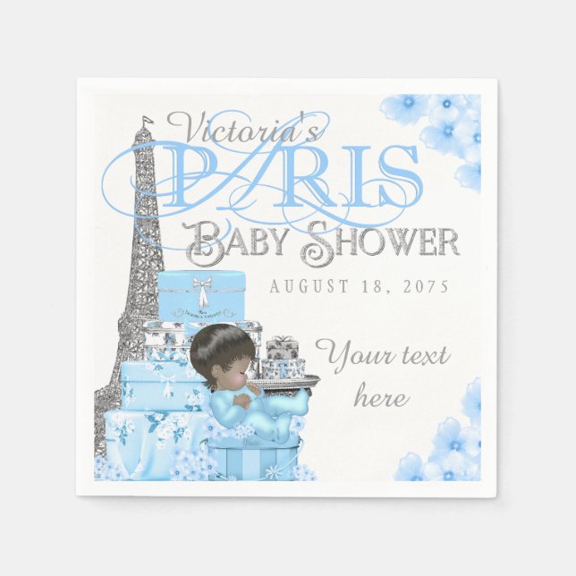 Serviettes En Papier Baby shower de Paris Napkins Baby shower ethnique  (Devant)