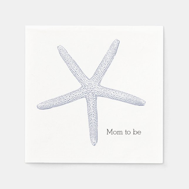 Serviettes En Papier Baby shower de plage Blue Starfish (Devant)