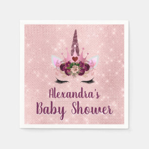 Serviettes En Papier Baby shower de princesse Blush Pink Sparkle