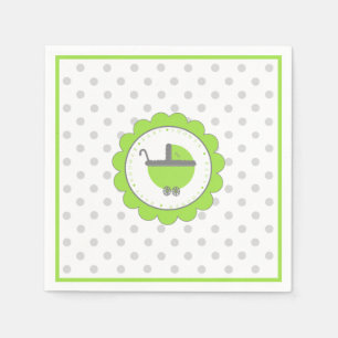 Serviettes En Papier Baby shower de vert et de gris de chaux
