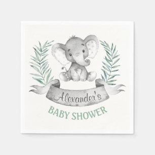 Serviettes En Papier Baby shower d'éléphant d'aquarelle