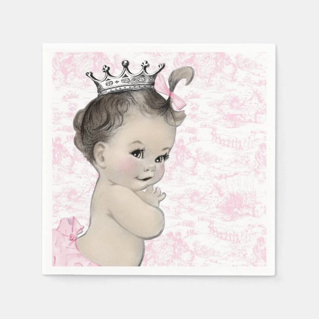 Serviettes En Papier Baby shower en toile rose (Devant)