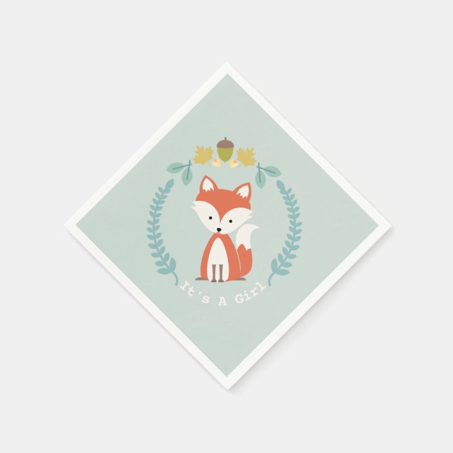 Serviettes En Papier Baby shower Fille Fox moderne serviettes (Coin)