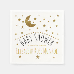 Serviettes En Papier Baby shower Gold Moon et Stars