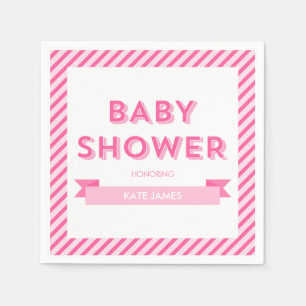 Serviettes En Papier Baby shower moderne de Pink Stripes