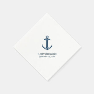 Serviettes En Papier Baby shower nautique d'Ancre simple de bleu marine