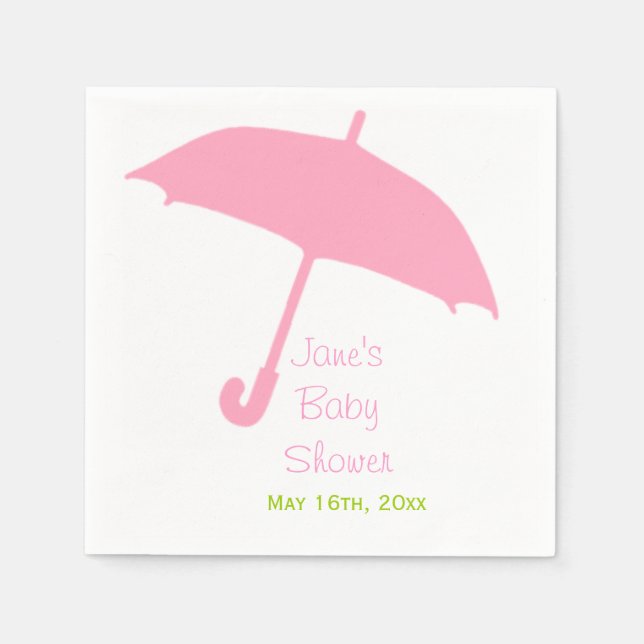 Serviettes En Papier Baby shower parapluie rose serviettes (Devant)