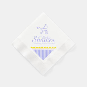 Serviettes En Papier Baby shower pourpre bleu poussette nom papier serv