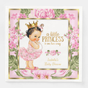 Serviettes En Papier Baby Shower Princesse Rose Fleurie Rose Gold