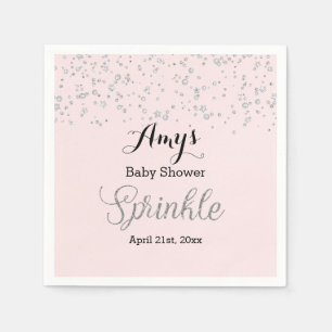 Serviettes En Papier Baby shower rose Argent saupoudré Napkin