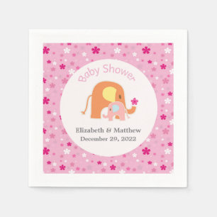 Serviettes En Papier Baby shower rose éléphant Napkin