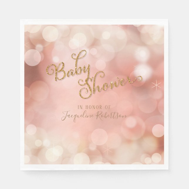 Serviettes En Papier Baby shower Simple Magique Bokeh Sparkle Twinkle (Devant)