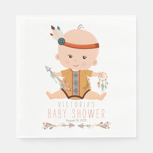 Serviettes En Papier Baby shower tribal Boho Napkins (Devant)