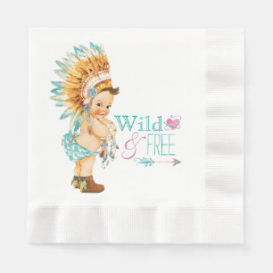 Serviettes En Papier Baby shower tribal de filles