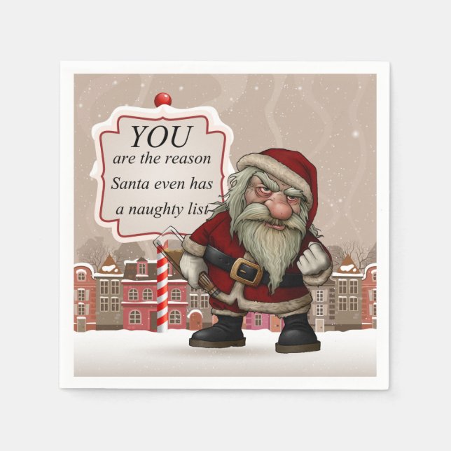 Serviettes En Papier Bad Père Noël, Blanc Standard Cocktail Papier à Co (Devant)