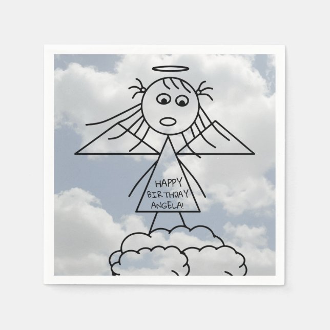 Serviettes En Papier Baguette mignonne Figure Angel Girl sur nuages Ann (Devant)