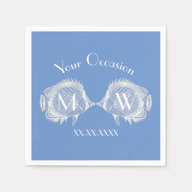 Serviettes En Papier Baiser Poisson Votre couleur Personnaliser (Devant)