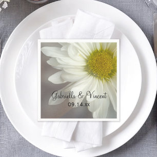 Serviettes En Papier Baisson blanc doux sur Mariage gris