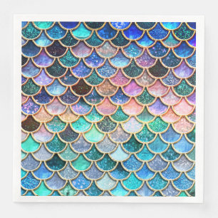 Serviettes En Papier Balances de Parties scintillant de sirène rose Aqu