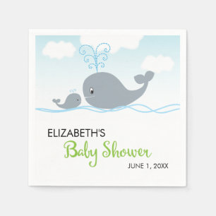 Serviettes En Papier Baleine mignonne et Bébé baleine, Baby shower