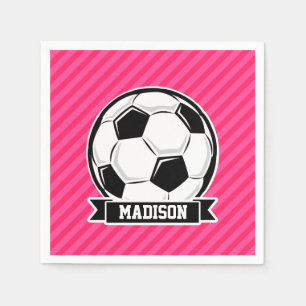 Serviettes En Papier Balle de football sur Neon Pink Stripes