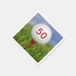 Serviettes En Papier balle de golf sur tee rouge